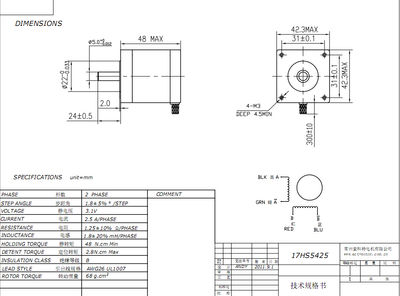 nema17 1.8°48mm 17hs5425 2.5a Stepper Motor Reprap 3d Printer - Foto 2