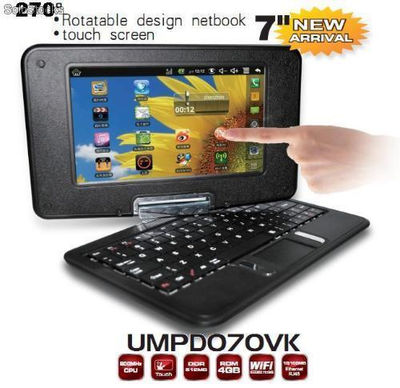 Netbook /umpc/laptop note book android 2.2 tela giratória e tocar 800MHz 256m