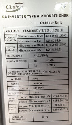NEU Clair Dou Multi Dualsplit Klimaanlage Inverter Split Klima 5.2kw+2.6kw+3.5kw - Foto 3