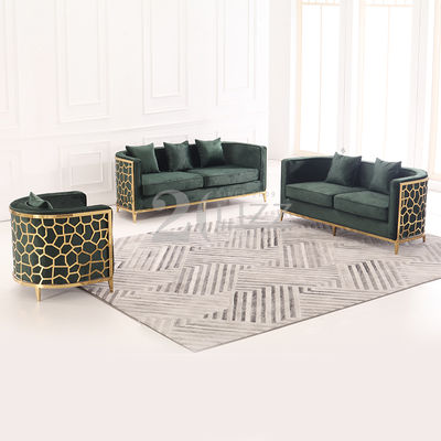 New Design Light Luxury Gold Metal Frame Living Room Modern Fabric Sofa Grey