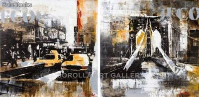 New York | Pinturas de arte abstracto y moderno en mixta sobre lienzo