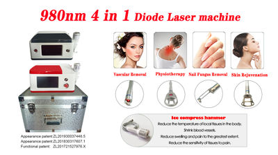 NO.1.4---4 in 1 980nm Diode Laser machine-Exquisite red/ gray version - Foto 2