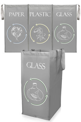 NORGGO Pack de 3 Bolsas de Reciclaje. 40L Papel, 40L Vidrio y 40L Plástico.