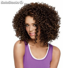 Nueva peluca atractiva de cabello rizado corto marrón mujer morena afroamericana