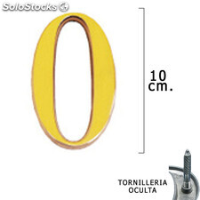 Numero Latón 0 10 cm. con Tornilleria Oculta (Blister 1 Pieza)