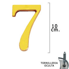 Numero Latón &quot;7&quot; 10 cm. con Tornilleria Oculta (Blister 1 Pieza)