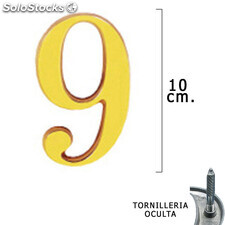Numero Latón 9 10 cm. con Tornilleria Oculta (Blister 1 Pieza)