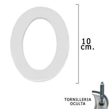 Numero Metal &quot;0&quot; Plateado Mate 10 cm. con Tornilleria Oculta (Blister 1 Pieza)