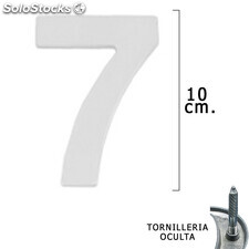 Numero Metal 7 Plateado Mate 10 cm. con Tornilleria Oculta (Blister 1 Pieza)