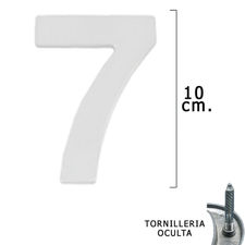 Numero Metal &quot;7&quot; Plateado Mate 10 cm. con Tornilleria Oculta (Blister 1 Pieza)