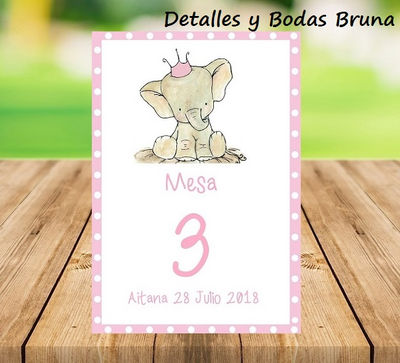 Números de Mesa Bautizo. Meseros Personalizados decoración baby shower, bautizos - Foto 2
