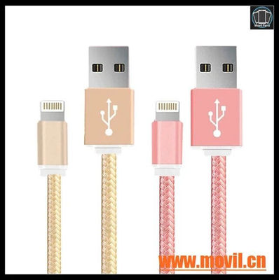 Nylon trenzó Braided sync cable datos usb Cable para iPhone 5 5s 6 6s 7 - Foto 5