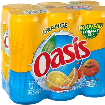 Oasis Boisson orange : le pack de 6 canettes de 33cL