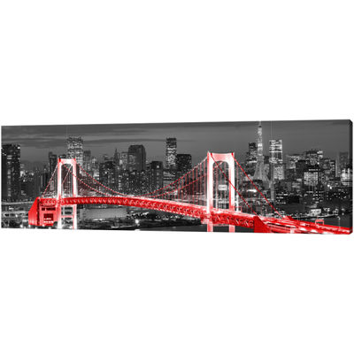 Obraz 3 częściowy - Tryptyk &quot;Tokyo most tęczowy w czerwieni&quot;
