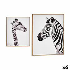 Obraz Zebra Żyrafa Płyta 41,2 x 51,5 x 2 cm (6 Sztuk)
