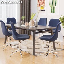 Obrotowe krzesła stołowe, 6 szt., niebieskie, obite tkaniną