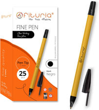 OFITURIA Bolígrafos de Punta Fina, Color Negro, Caja de 25 Unidades, Punta 1mm