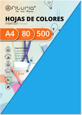 Ofituria fab-15652 Pack 500 Hojas Color Azul Turquesa Tamaño A4 80g