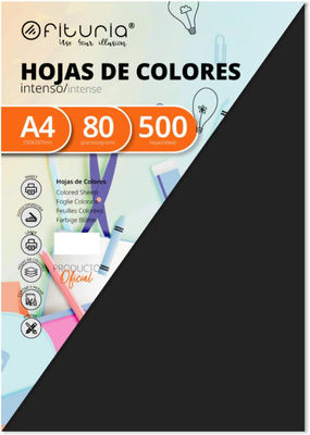 Ofituria fab-16970 Pack 500 Hojas Color Negro Tamaño A4 80g