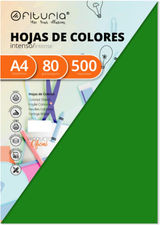 Ofituria fab-16972 Pack 500 Hojas Color Verde Oscuro Tamaño A4 80g