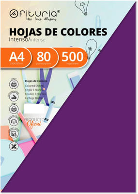 Ofituria fab-16973 Pack 500 Hojas Color Morado Tamaño A4 80g