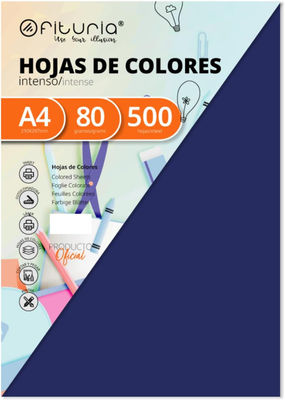 Ofituria fab-16974 Pack 500 Hojas Color Azul Oscuro Tamaño A4 80g
