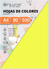Ofituria Pack 500 Hojas Color Amarillo Tamaño A4 80g, fab-15641