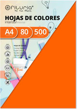 Ofituria Pack 500 Hojas Color Naranja Tamaño A4 80g, fab-15650