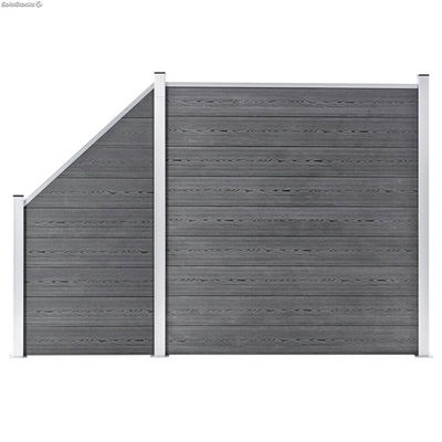Ogrodzenie WPC, 1 panel kwadratowy+1 skośny, 273x186 cm, szare