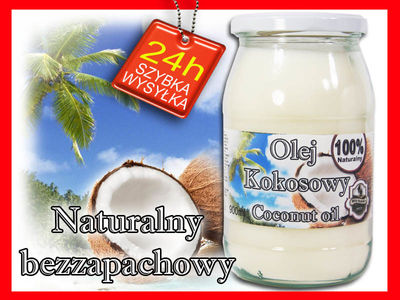 Olej kokosowy rafinowany 900 ml oldfarm czysty bezzapachowy w szklanych słoikach