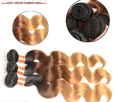 Ombre Virgin Brazilian Brazilian Hair corps vague de tissage de cheveux tricolor - Photo 2