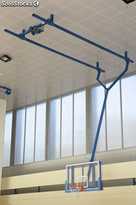 One-tube Basketball Backstops Set with Motorised Elevation, Ceiling fixed