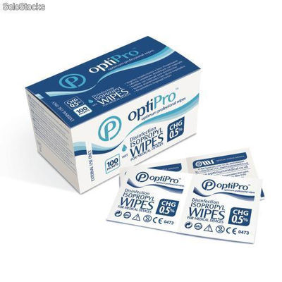 OptiPro - Lingettes désinfectantes dispositifs médicaux - Alcool et 0.5% chg