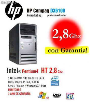 Ordenadores HP Compaq a 2,8Ghz, DVD, 8 USB, etc+Windows XP Coa+Garant
