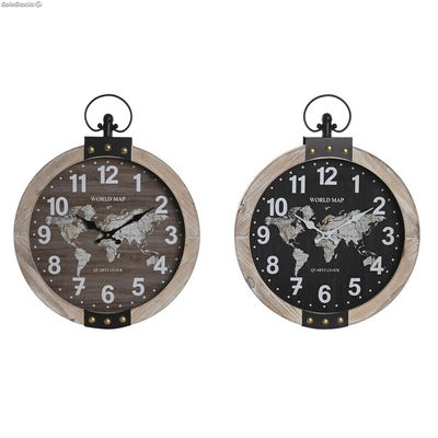 Orologio da Parete DKD Home Decor 40 x 6,5 x 46 cm Nero Marrone Ferro Vintage Le