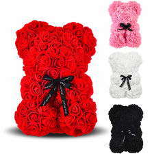 Oso de peluche de rosas artificiales H23cm con caja Idea de regalo San Valentín