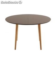 oval mesa extensível com mais de dm lacado mate taupe. pés de madeira