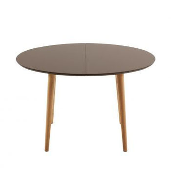 oval mesa extensível com mais de dm lacado mate taupe. pés de madeira