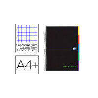 Oxford Cuaderno Espiral Folio Black&#39;n Colors (100H) (Cuadricula 5mm) Tapa