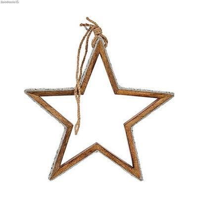 ozdoby świąteczne gwiazda Brokat Sylwetka 28,5 x 6 x 56 cm Srebrzysty Drewno