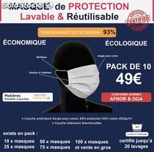 Pack 10 masques &quot;grand public&quot; pour se protéger du Coronavirus COVID-19