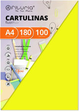Pack 100 Cartulinas Color Amarillo Fluor Tamaño A4 180g