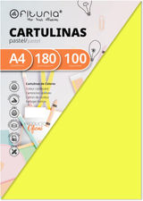 Pack 100 Cartulinas Color Amarillo Tamaño A4 180g
