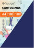 Pack 100 Cartulinas Color Azul Oscuro Tamaño A4 180g