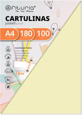 Pack 100 Cartulinas Color Crema Tamaño A4 180g