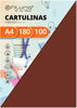 Pack 100 Cartulinas Color Marron Tamaño A4 180g