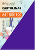 Pack 100 Cartulinas Color Morado Tamaño A4 180g