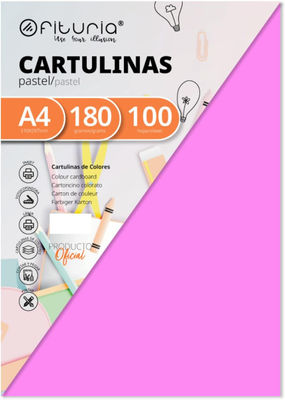 Pack 100 Cartulinas Color Rosa Tamaño A4 180g