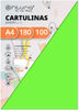 Pack 100 Cartulinas Color Verde Tamaño A4 180g