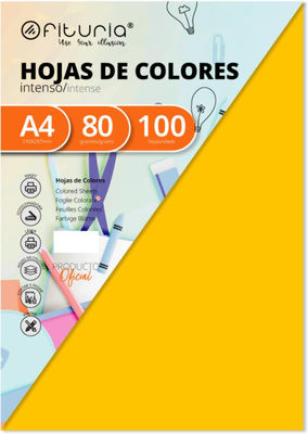 Pack 100 Hojas Color Oro Tamaño A4 80g